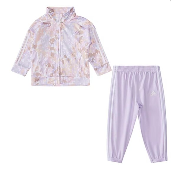 adidas Baby Girls 2-pc. Pant Set Size 3Months Color - White Purple - Picture 1 of 2